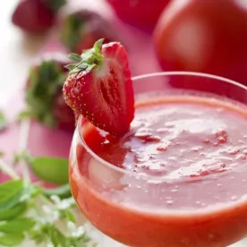 Soupe de fraises à l'orange et ses petits sablés