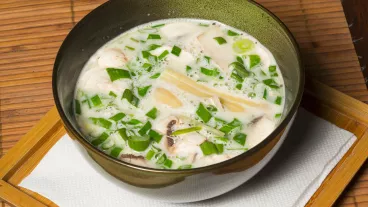 Soupe poulet poireau coco