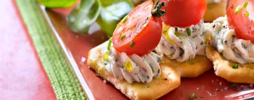 Tartine de TUC® Break, fromage aux herbes et tomates cerise