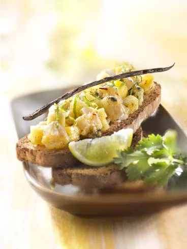 Tartine de tartare de poisson avec Pelletier®