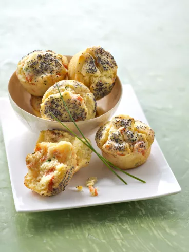 Muffins au saumon fumé et graines de pavot avec Fruit d’Or®