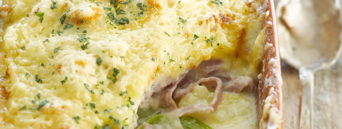 Parmentier de jambon et poireaux